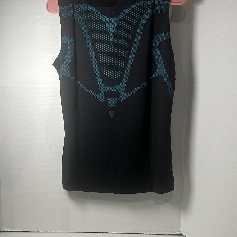 Stylish Black and Teal Men's Tank Top compression shirt.